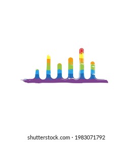 Sound wave, simple icon. Drawing sign with LGBT style, seven colors of rainbow (red, orange, yellow, green, blue, indigo, violet
