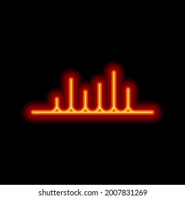 Sound wave, simple icon. Orange neon style on black background. Light linear icon with editable stroke