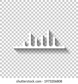 Sound wave, simple icon. White linear icon with editable stroke and shadow on transparent background