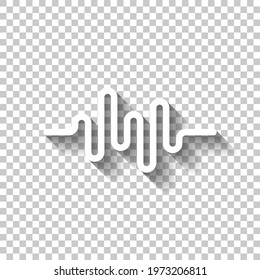 Sound wave, simple icon. White linear icon with editable stroke and shadow on transparent background