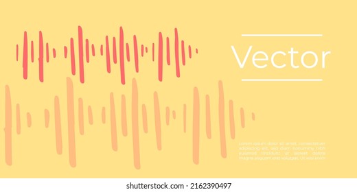 Sound Wave Sketch Vector Illustration. Pulse Record Rhythm Hand Drawn Thumbnail Background. Audio Volume Media Banner