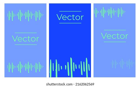 Sound Wave Sketch Vector Set Of Illustrations. Pulse Record Rhythm Hand Drawn Vertical Background. Audio Volume Media Banner