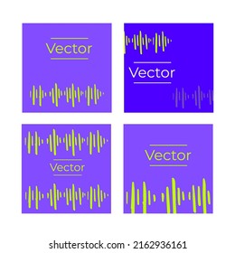 Sound Wave Sketch Vector Set Of Illustrations. Pulse Record Rhythm Hand Drawn Square Background. Audio Volume Media Banner