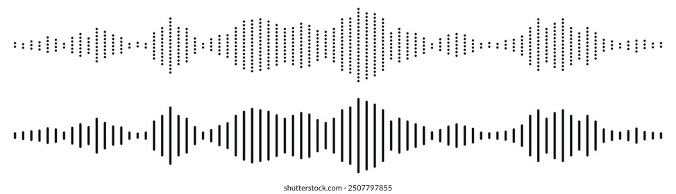 Sound wave spectrum isolated on transparent background. Abstract music wave, radio signal frequency and digital voice visualisation. Vector illustration