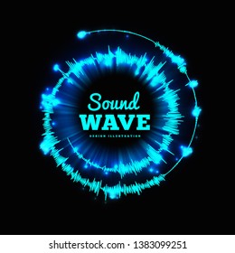 Sound wave spiral form. Vector illustration on black background