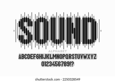 Sound wave style font design, alphabet letters and numbers vector illustration