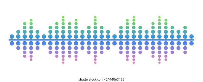 Sound Wave Symbol Feature Evenly Spaced, Horizontal Line With Sinusoidal Dotted Waves That Peak And Trough Symmetrically