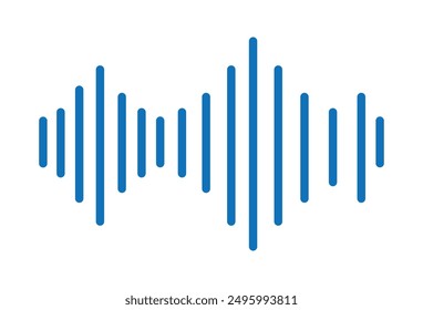 Sound wave symbol. Sound record icon. sound technology icon blue vector. Vector icon of sound wave, Vector blue icon on white background. Vector illustration. Eps file 155.