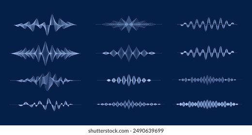 Sound wave symbol set, soundwave icon frequency equalizer illustration