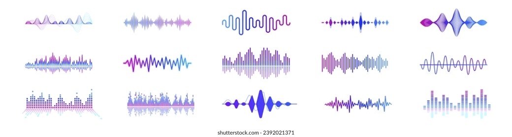 Sound wave. Sound wave symbol set. Vector illustration. svg