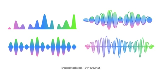 Sound Wave Symbols Represents Audio Dynamics Abstract, Digital Neon Colored Design Elements Visualizing Music Pulse