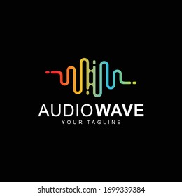 Sound wave template logo music dj audio system. Brand identity. Clean and modern style design