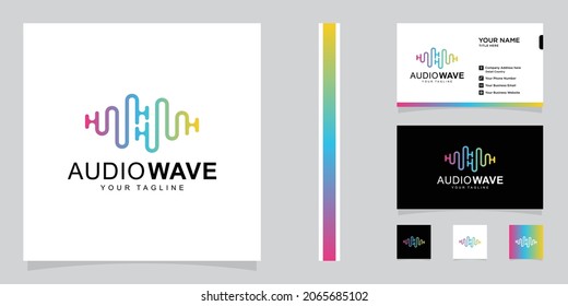 Sound Wave Template Logo Music Dj Audio System. Brand Identity. Clean And Modern Style Design And Business Card Design Template