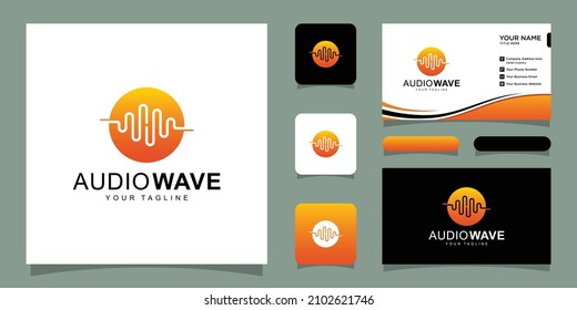 Sound wave template logo music dj audio system. brand identity. clean and modern style design and business card design template