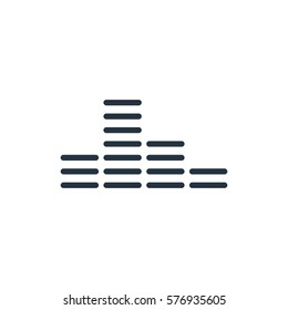 sound wave thin line icon set on white background, audio, music, flat, minimalistic