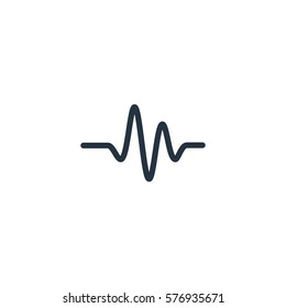 sound wave thin line icon set on white background, audio, music, flat, minimalistic