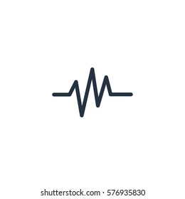 sound wave thin line icon set on white background, audio, music, flat, minimalistic