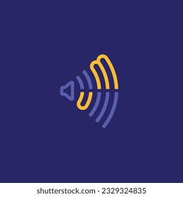 Sound wave UM letter monogram logo design vector illustration