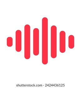 Onda de sonido. Pulso único de las frecuencias de audio, elemento tecno abstracto para el diseño tecnológico moderno y retro. Pictograma de vector de color simple aislado sobre fondo blanco
