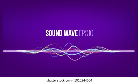 Sound wave vector abstract background. Particles and dots on ultra violet backdrop for cover or presentation. Technology music signal banner