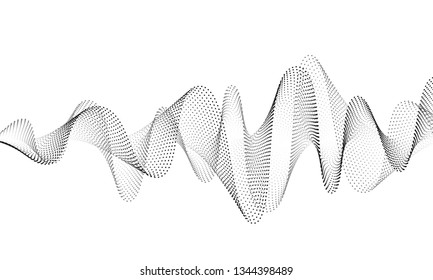 Sound wave vector background. Audio music soundwave. Voice frequency form illustration. Vibration beats in waveform, black and white color. Creative concept.