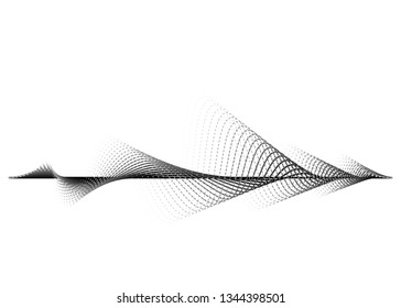 Sound wave vector background. Audio music soundwave. Voice frequency form illustration. Vibration beats in waveform, black and white color. Creative concept.