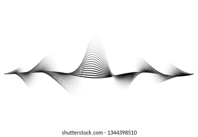 Sound wave vector background. Audio music soundwave. Voice frequency form illustration. Vibration beats in waveform, black and white color. Creative concept.