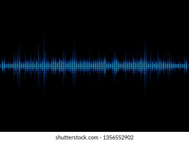 Sound wave vector background. Blue digital equalizer