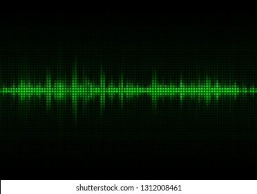 Sound wave vector background. Green digital equalizer