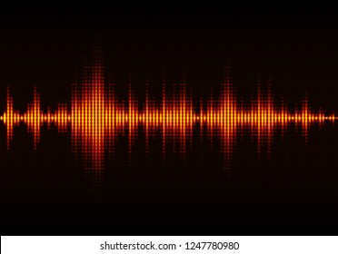 Sound wave vector background. Orange digital equalizer