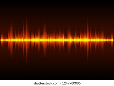 Sound wave vector background. Orange digital equalizer