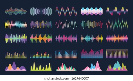 Sound of wave vector cartoon set icon.Illustration isolated of cartoon icon music waveform . Vector illustration set sound of wave.