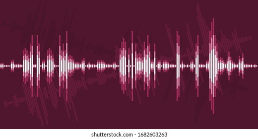 Sound wave vector design. Electronic audio synthwave digital display.