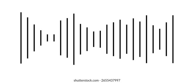 Icono de Vector de onda de sonido. Símbolo de audio, forma de onda de sonido simple o ecualizador de radio, pista de audio de podcast mínima aislada sobre fondo blanco