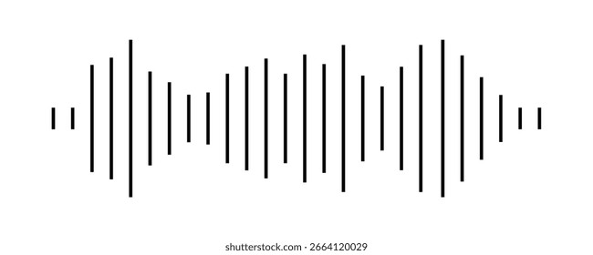 Sound wave vector icon. Audio symbol, simple soundwave form or radio equalizer, minimal podcast audio track isolated on white background