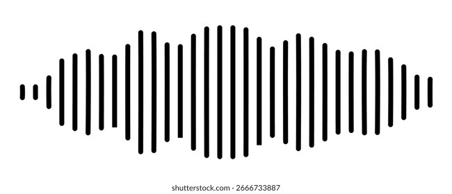 Sound wave vector icon. Audio symbol, simple soundwave form or radio equalizer, minimal podcast audio track isolated on white background