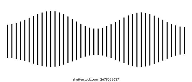Ícone de vetor de onda de som. Símbolo de áudio, forma de onda sonora simples ou equalizador de rádio, faixa de áudio de podcast mínima isolada no fundo branco