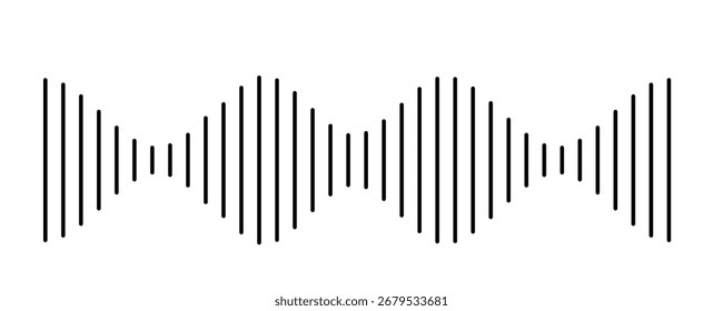 Ícone de vetor de onda de som. Símbolo de áudio, forma de onda sonora simples ou equalizador de rádio, faixa de áudio de podcast mínima isolada no fundo branco