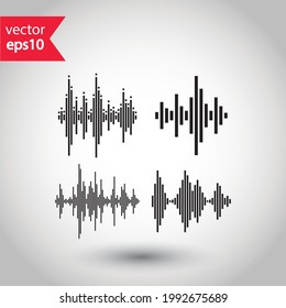 Icono vector de onda de sonido. Ilustración de diseño de señal plana de forma ondulada. pictograma del símbolo de onda del ecualizador.