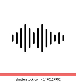 Sound wave vector icon, music beat symbol. Simple, flat design for web or mobile app
