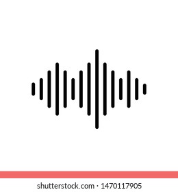 Sound wave vector icon, music beat symbol. Simple, flat design for web or mobile app