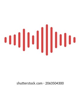 Sound wave vector icon. Red symbol