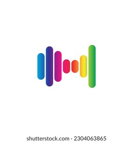 Sound wave vector icon template. Audio colorful wave logo