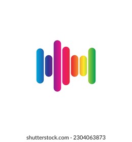 Sound wave vector icon template. Audio colorful wave logo