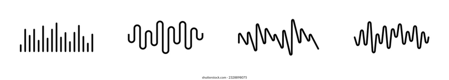 Sound wave vector icons. Audio frequency. Sound waves. Equalizer vector icons. Soundwaves Icons. EPS 10

