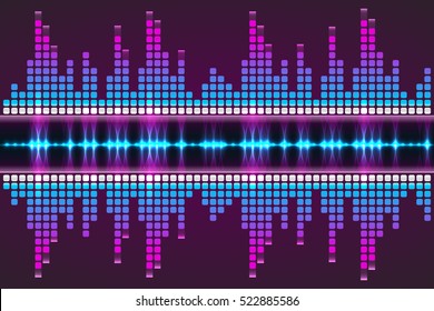 Sound wave. Vector Illustration of a blue music equalizer.