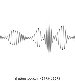 Sound wave. Vector illustration of a radial soundwave pattern in black on a white background. The design features oscillating lines representing audio frequencies. Perfect for audio-related graphics.