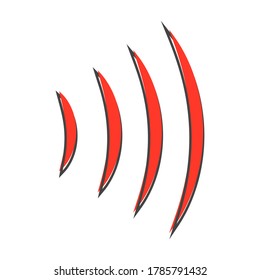 Sound wave vector illustration. Radio wave radiation. Wi Fi connection cartoon style on white isolated background.