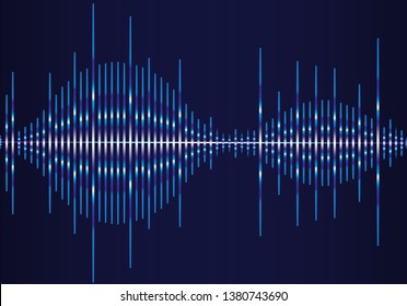 Sound wave vector isolated on black background. Abstract sound waves for voice design, music background, wallpaper, radio logo and icon. Creative music concept, vector illustration