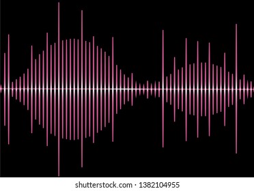 Sound wave vector isolated on black background. Abstract sound waves for voice design, music background, wallpaper, radio logo and icon. Creative music concept, vector illustration